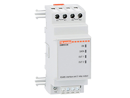 Opto-isolated RS485 interface and 2 relay outputs, rated 5A 250VAC