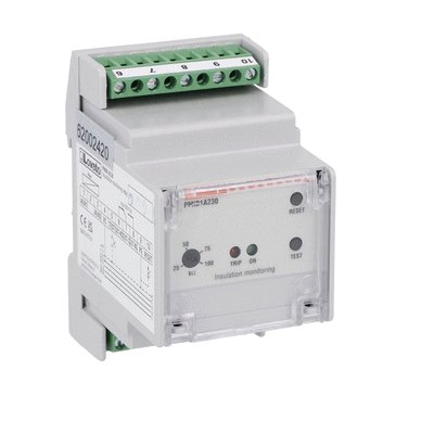 Insulation monitoring relay for IT networks up to 230VAC, 1 adjustable intervention threshold