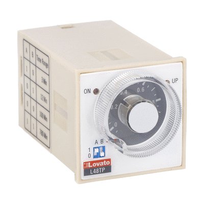 Time relay on delay. Multiscale and multivoltage, plug-in and flush-mount version 48X48mm, 24VAC/DC, 110VAC, 220...240VAC
