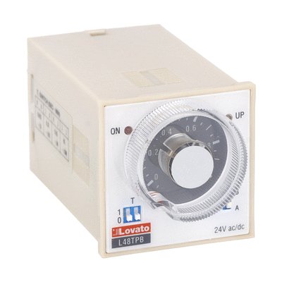 Time relay on delay. Multiscale and single voltage, plug-in and flush-mount version 48X48mm, 24VAC/DC