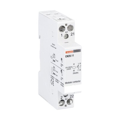 Modular contactor, one or two-pole, 20A AC1, 220...230VAC (1NO+1NC)