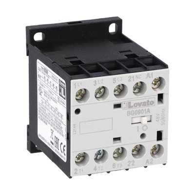 Three-pole contactor, IEC operating current Ie (AC3) = 9A, AC coil 50/60Hz, 24VAC, 1NC auxiliary contact