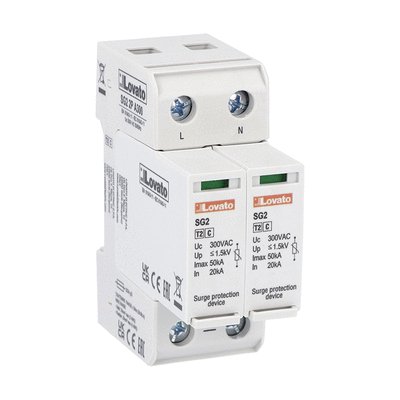 Surge protection device type 2 with plug-in cartridge, rated discharge current In (8/20μs) 20kA per pole, 2P