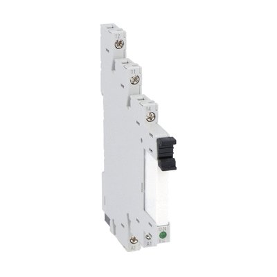 Slim electromechanical relay assembled on socket, 24VAC/DC, 6A, 1 C/O contact, screw terminals